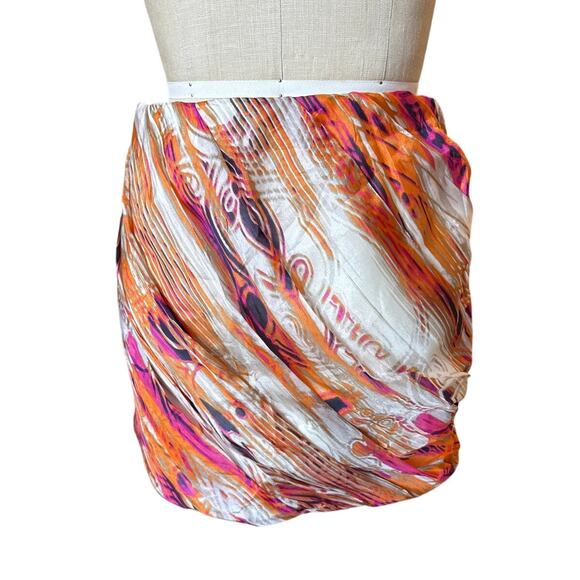 NWT Aryn K. Silk Bubble Mini Skirt in Pink & Orange Size Medium - Picture 3 of 5
